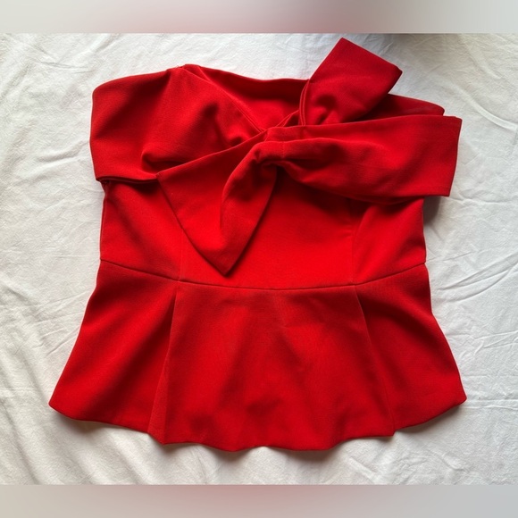 Adelyn Rae Red Rozina Woven Strapless Bow Top Large - Picture 5 of 11